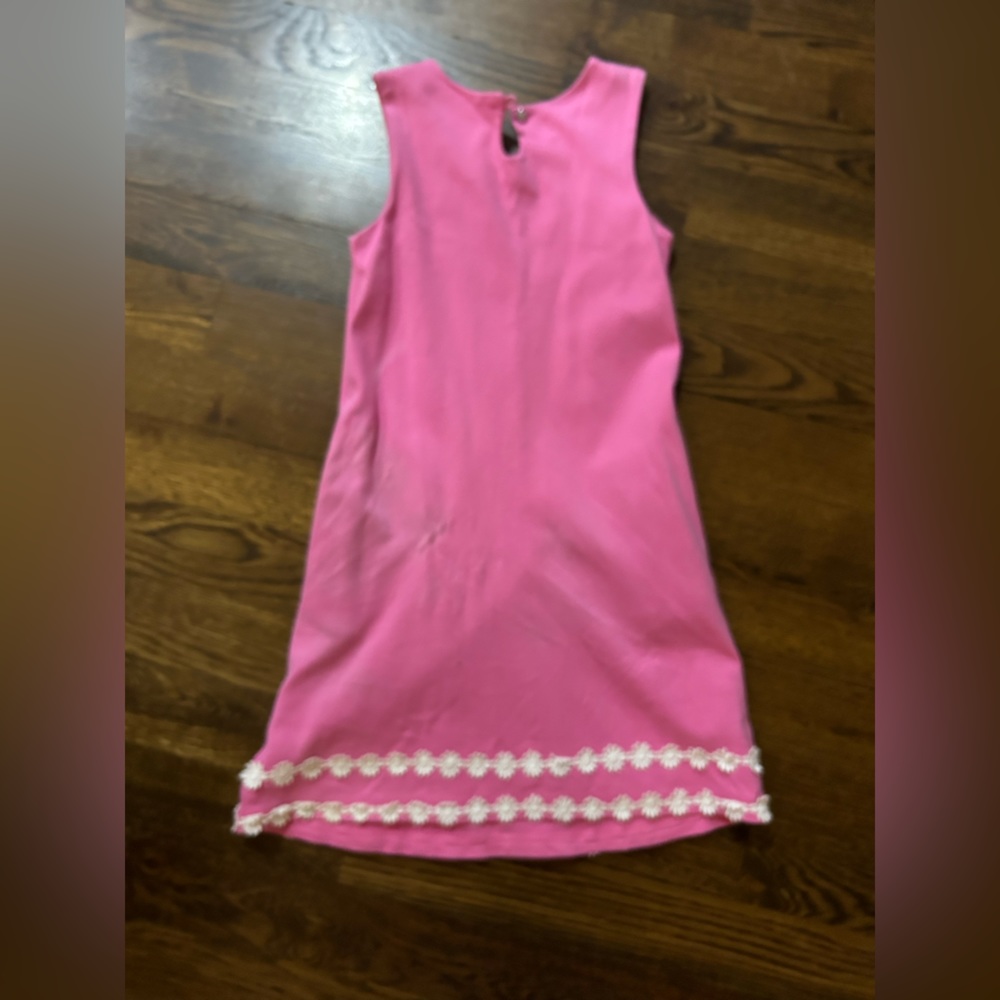 Heartstrings pink dress w appliqué type flower design girls size 10 guc